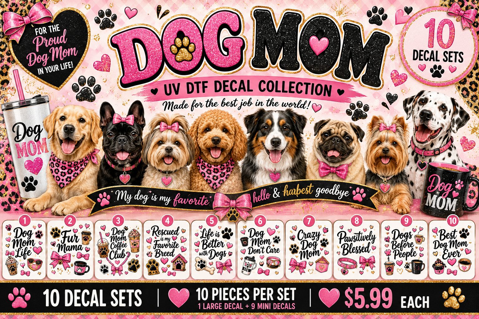 Dog Mom — UV DTF Decal Collection 🐶🐾💕