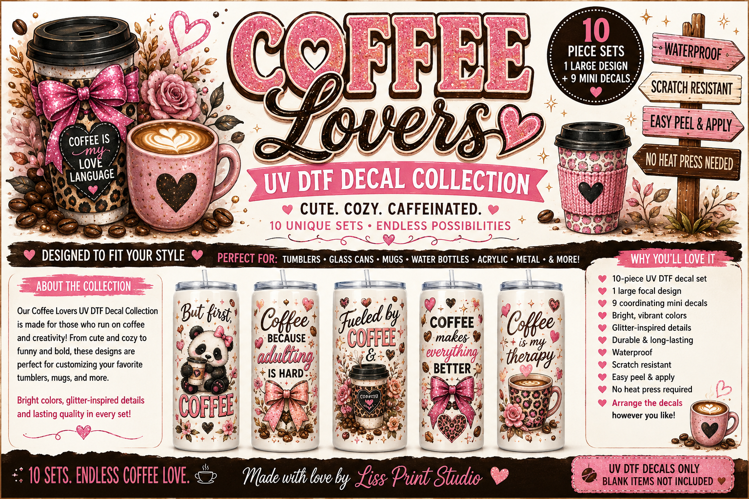 Coffee Lovers UV DTF Decal Collection ☕💕✨