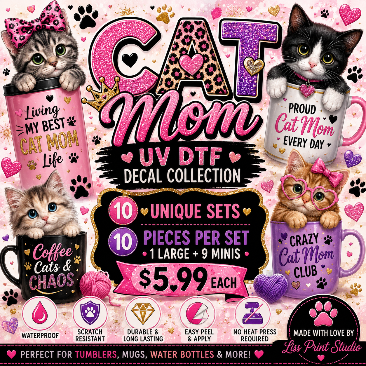 Cat Mom — UV DTF Decal Collection 🐱💕🐾