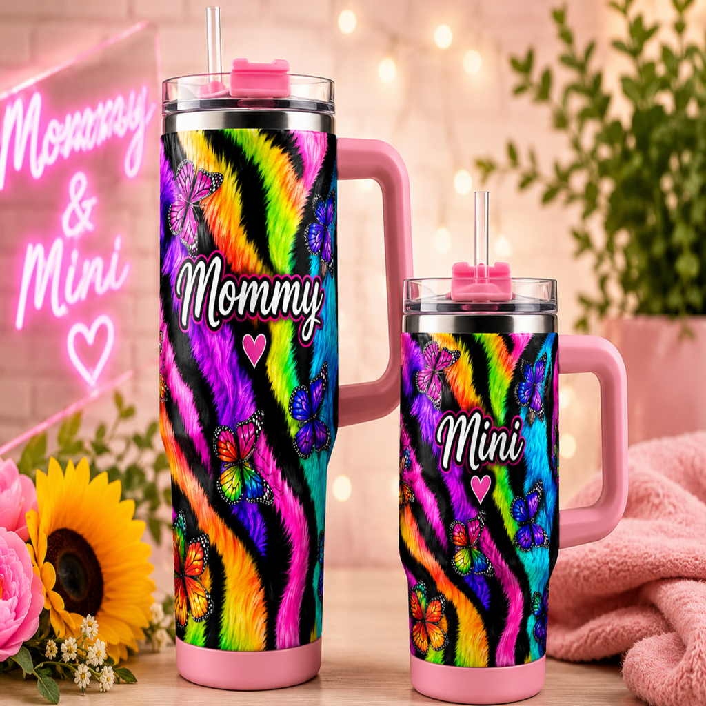 Pastel Glitter Mommy & Me Tumbler Set