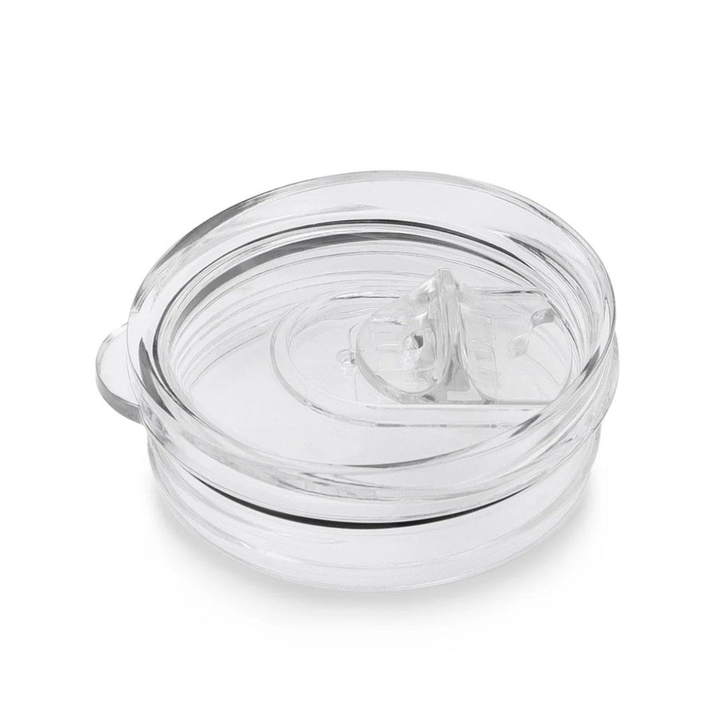 Clear plastic lid with a small handle and central spout detail, shown on a plain white background.