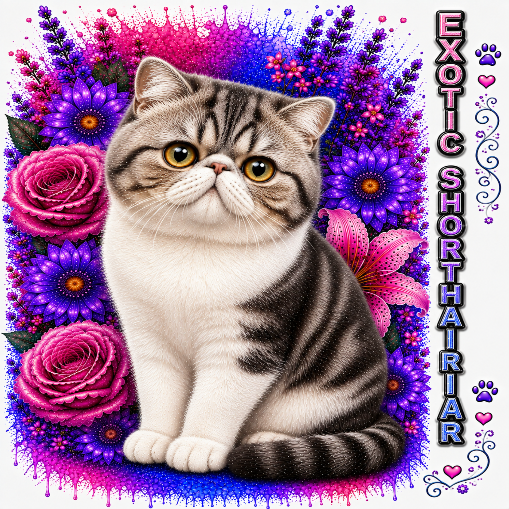 Exotic Shorthair Floral T-Shirt