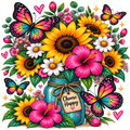 🌻 Choose Happy – Flowers & Butterflies DTF Transfer