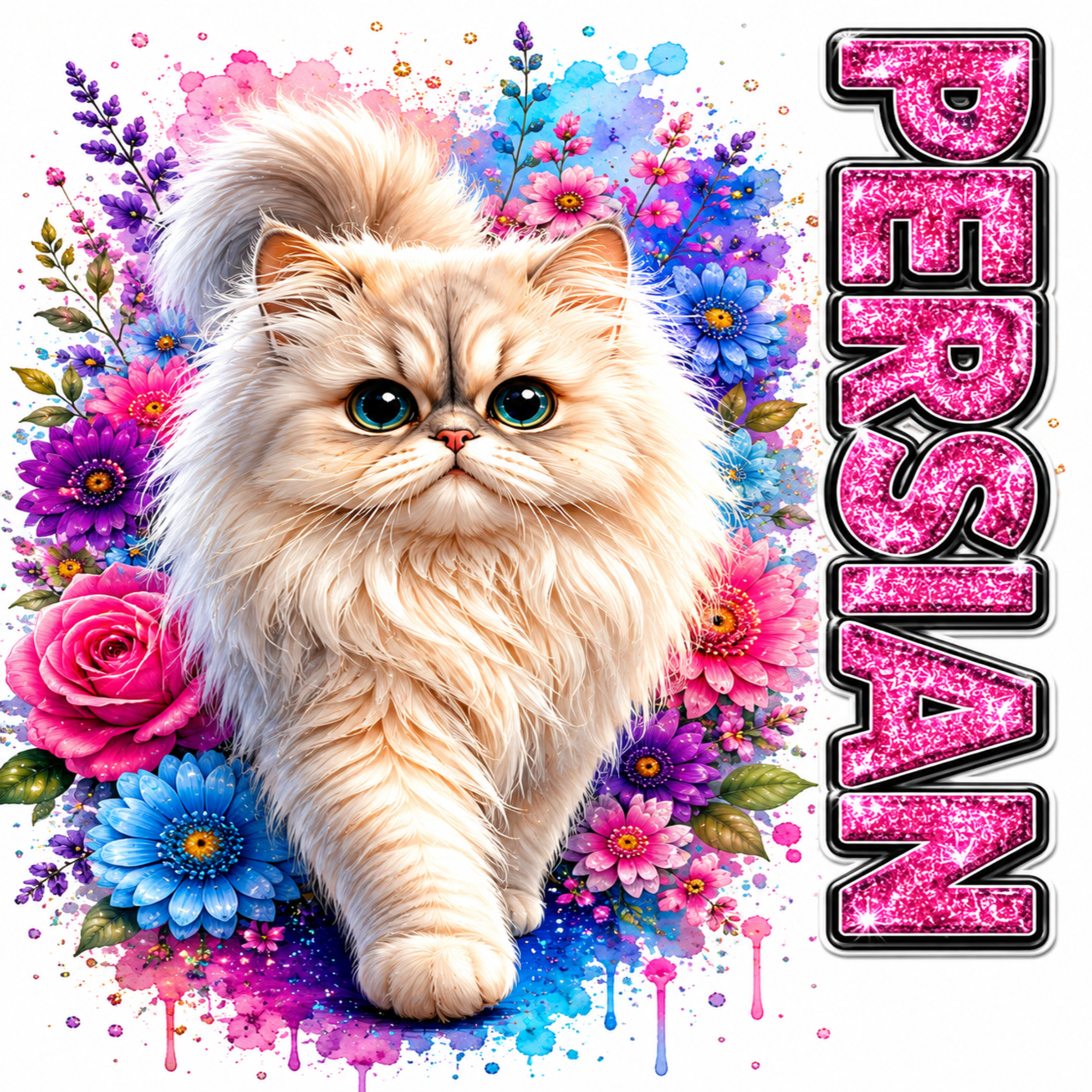 Persian Cat Floral T-Shirt