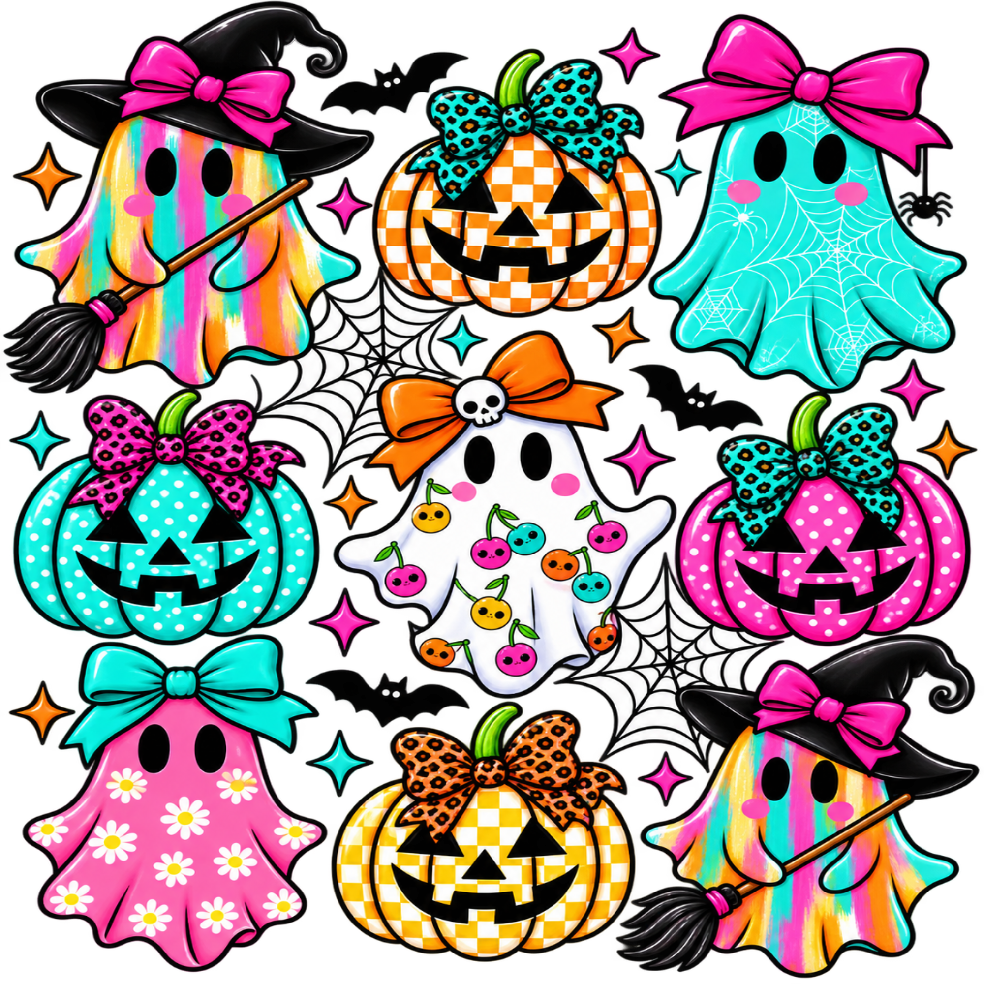Girly Ghosts & Pumpkins Halloween DTF Transfer! 👻🎃🎀