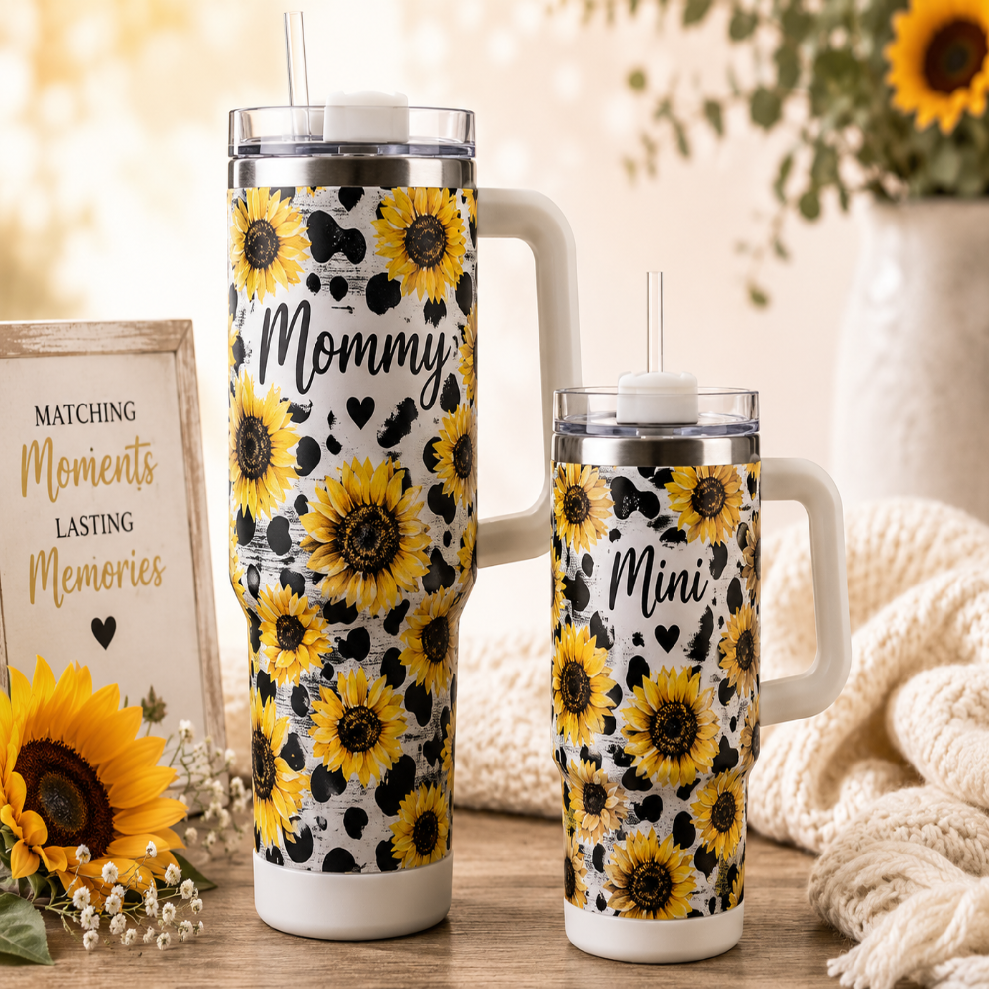 Sunflowers Mommy & Mini Matching Tumbler Set