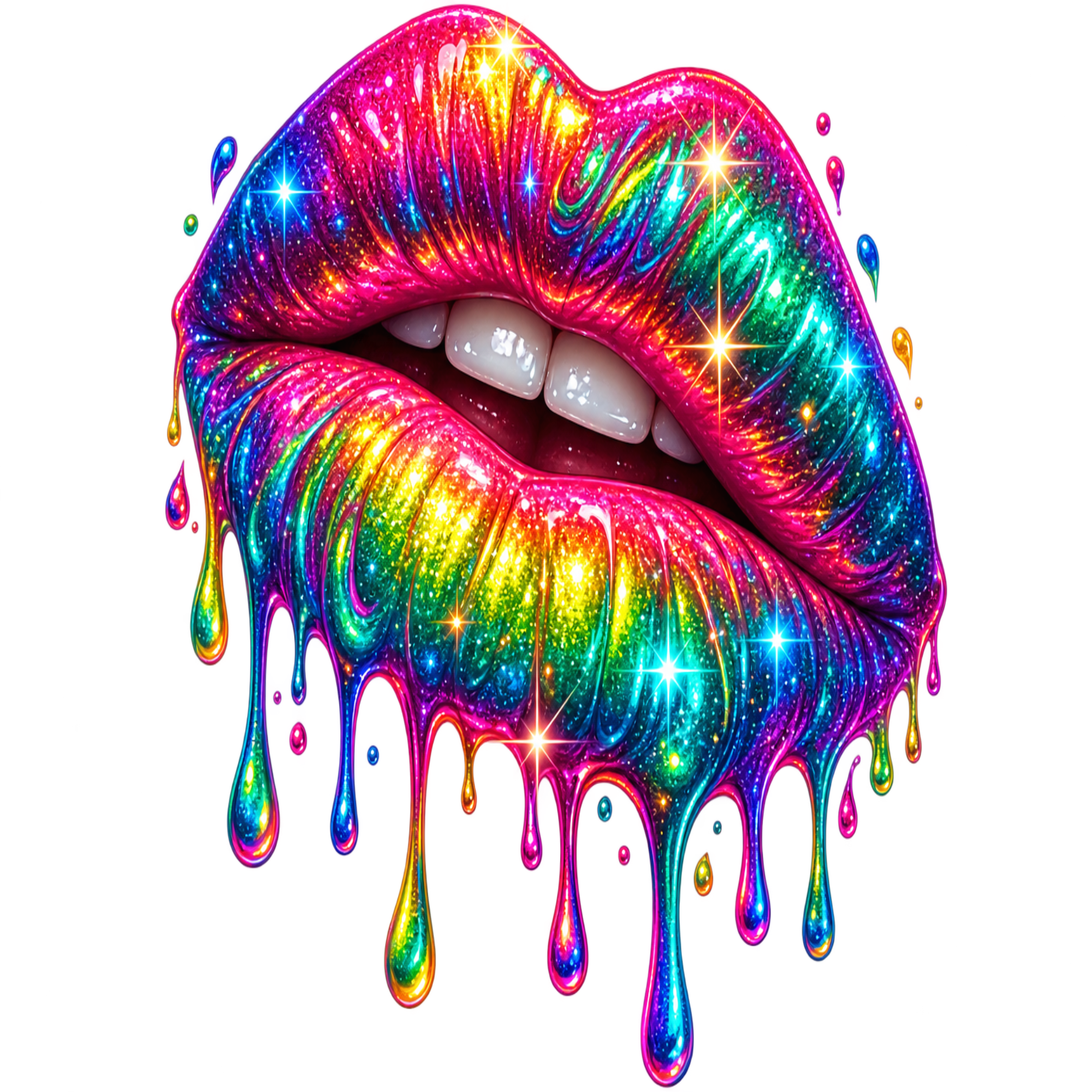 Rainbow Drip Lips-Ready-to-Press DTF Transfer