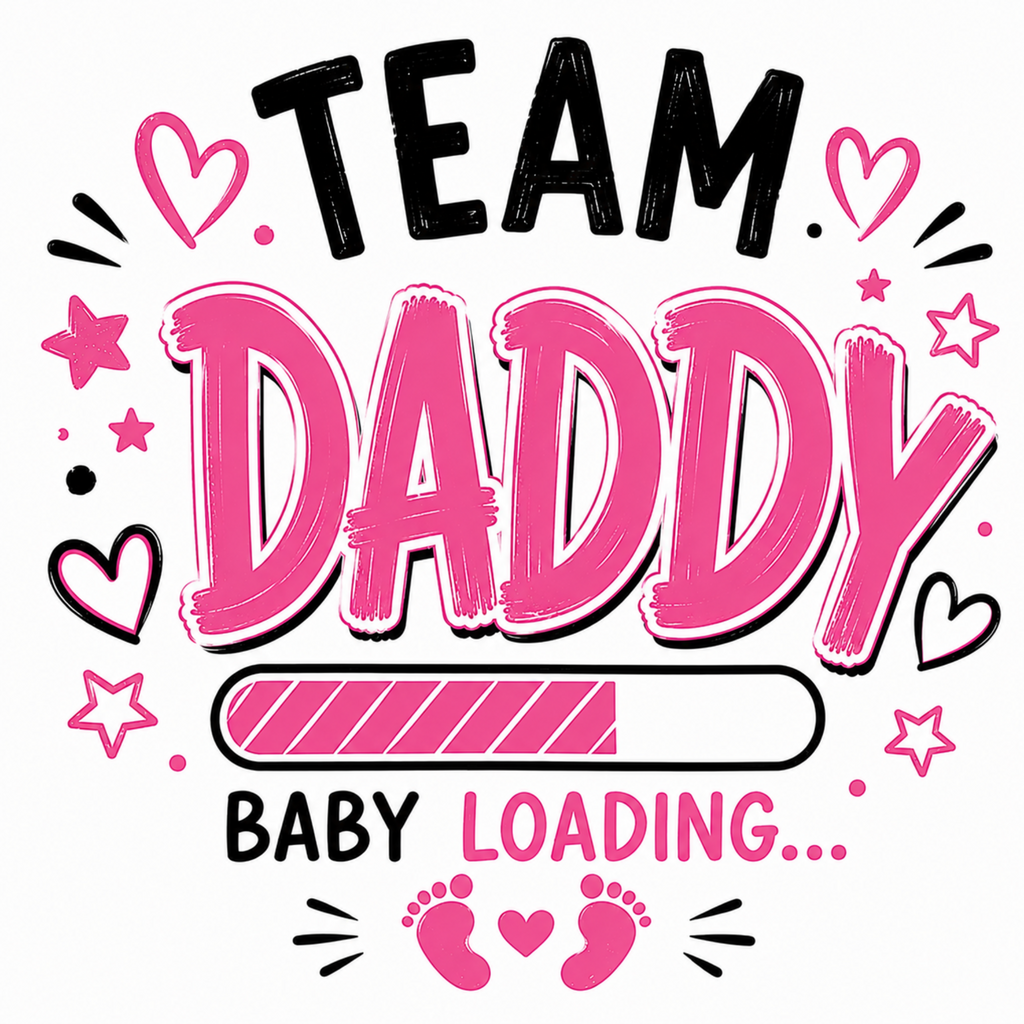 A digital graphic design featuring the text 'TEAM DADDY BABY LOADING.