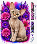 Devon Rex Cat Floral T-Shirt