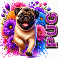 Pug Floral Glitter Sublimation T-Shirt