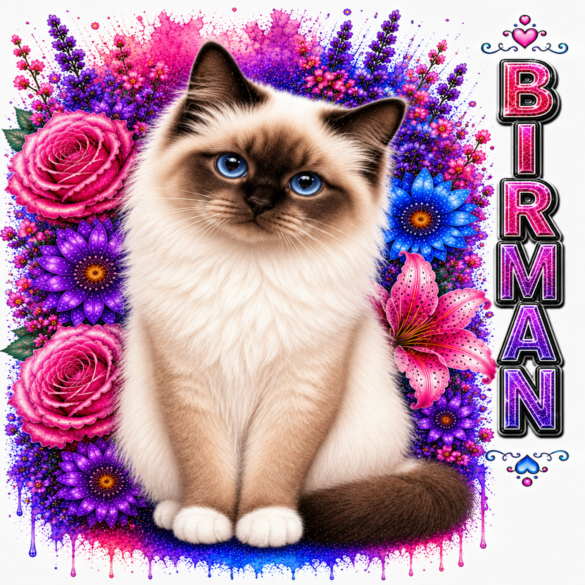 Birman Cat Floral T-Shirt