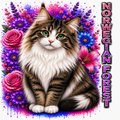 Norwegian Forest Cat Floral T-Shirt