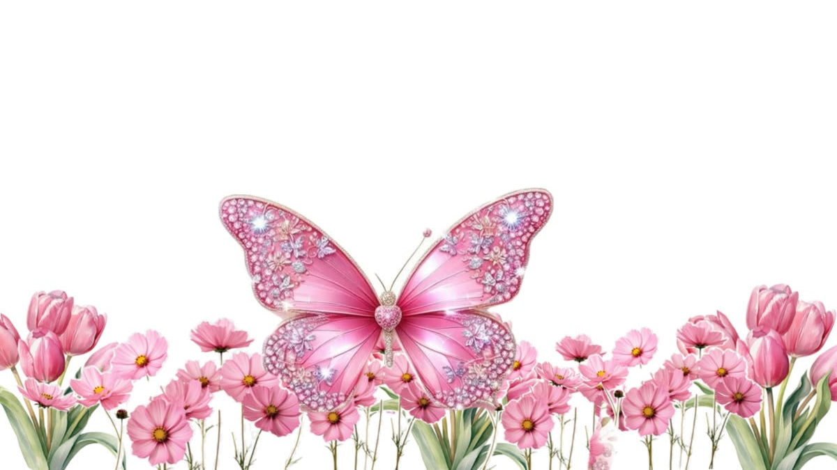 Pink Butterfly Floral Ceramic Mug