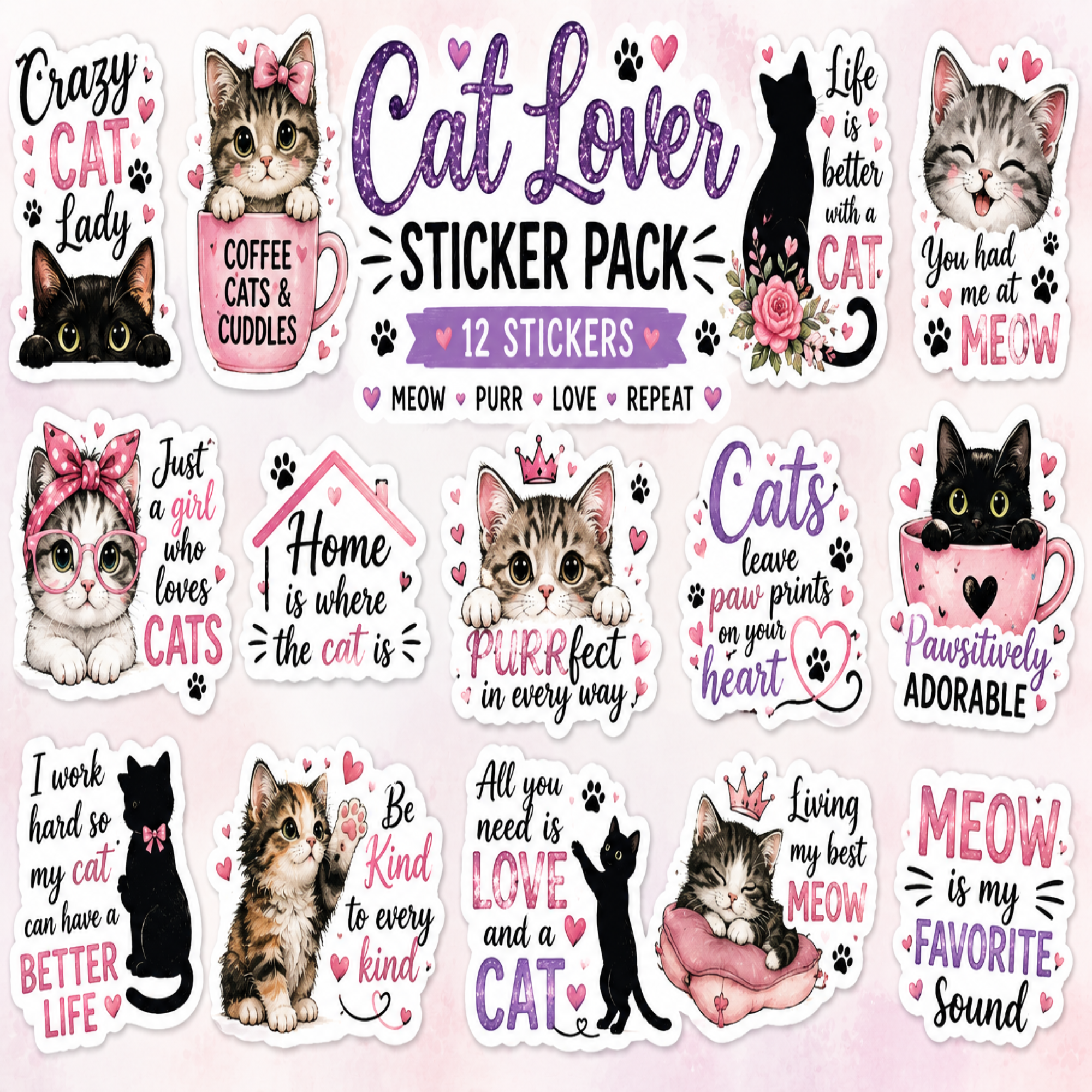 Cat Lover Collection Vinyl Stickers
