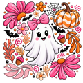 Pink Floral Ghost Halloween DTF Transfer! 👻🌸🎃🎀