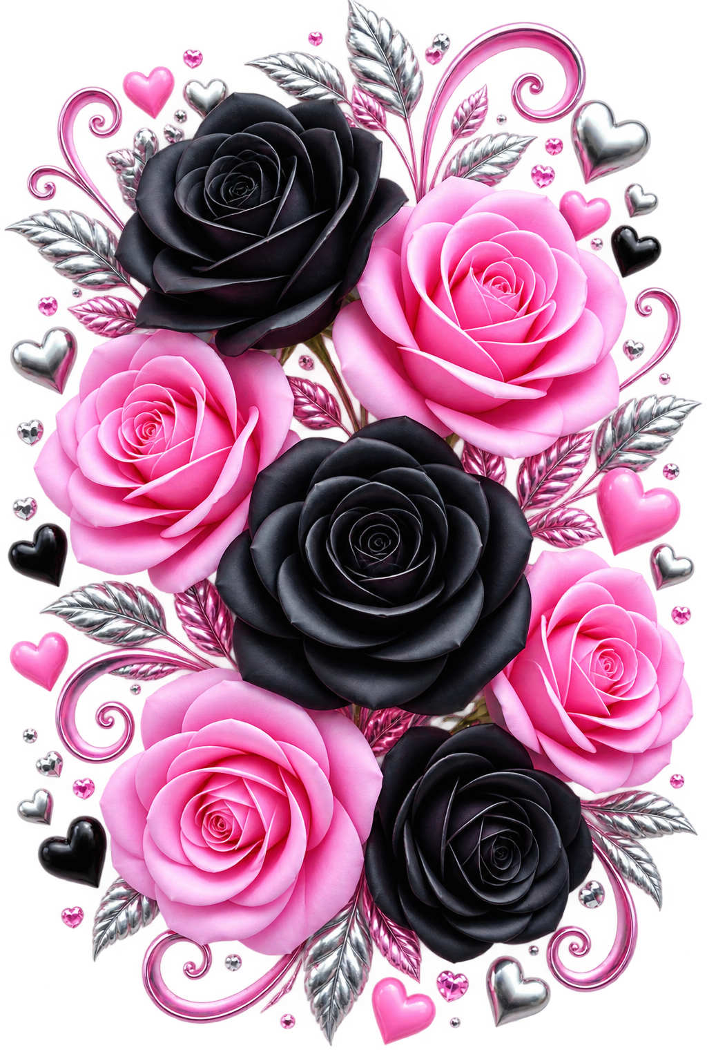 Pink & Black Roses DTF Shirt