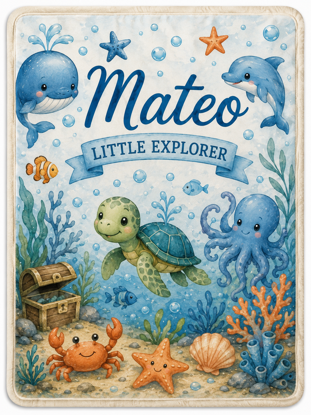 Ocean Personalized Minky Blanket