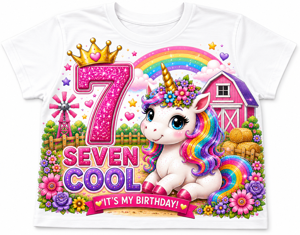 Seven Cool Unicorn Birthday Shirt