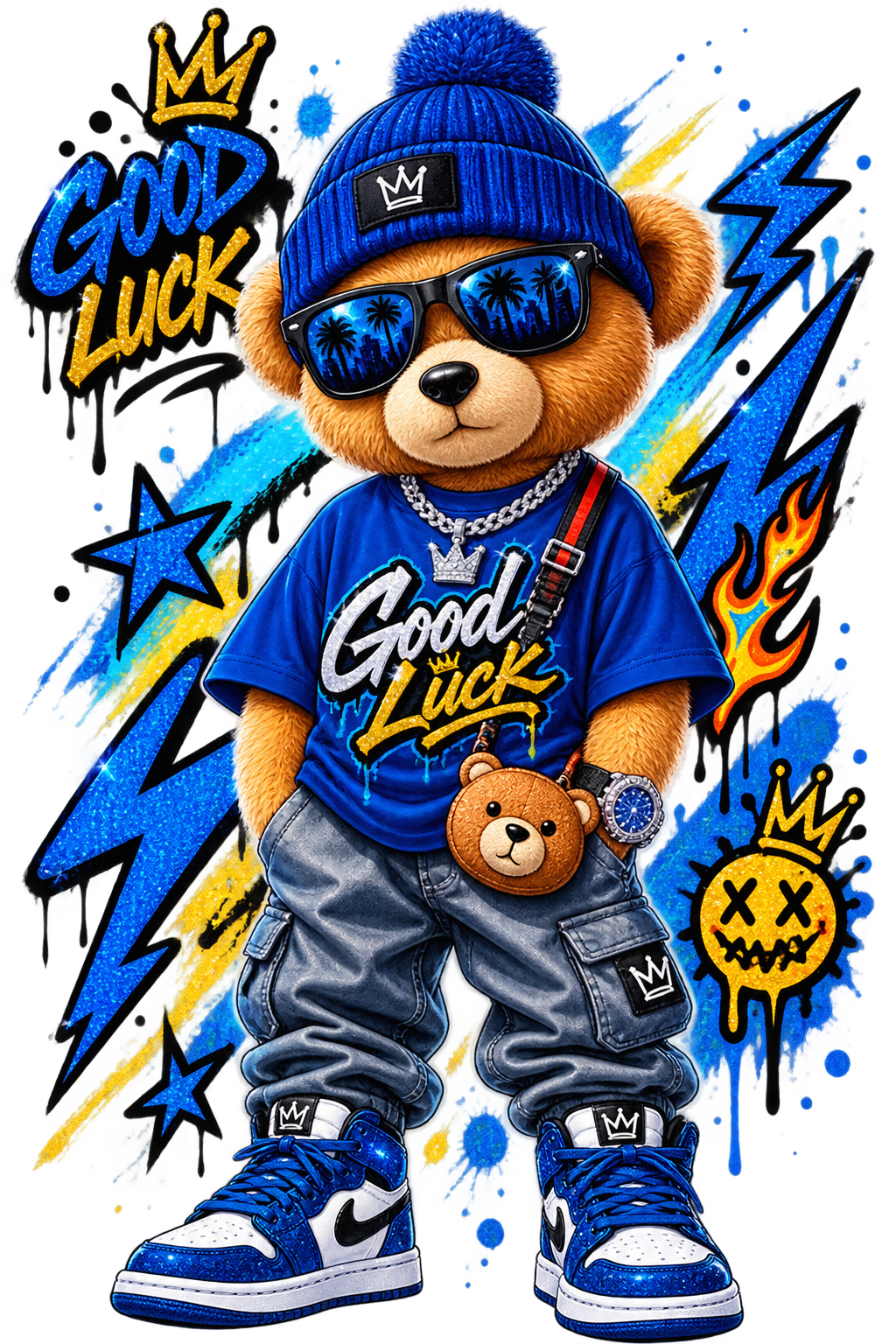 Good Luck Urban Teddy Bear DTF Shirt – Men