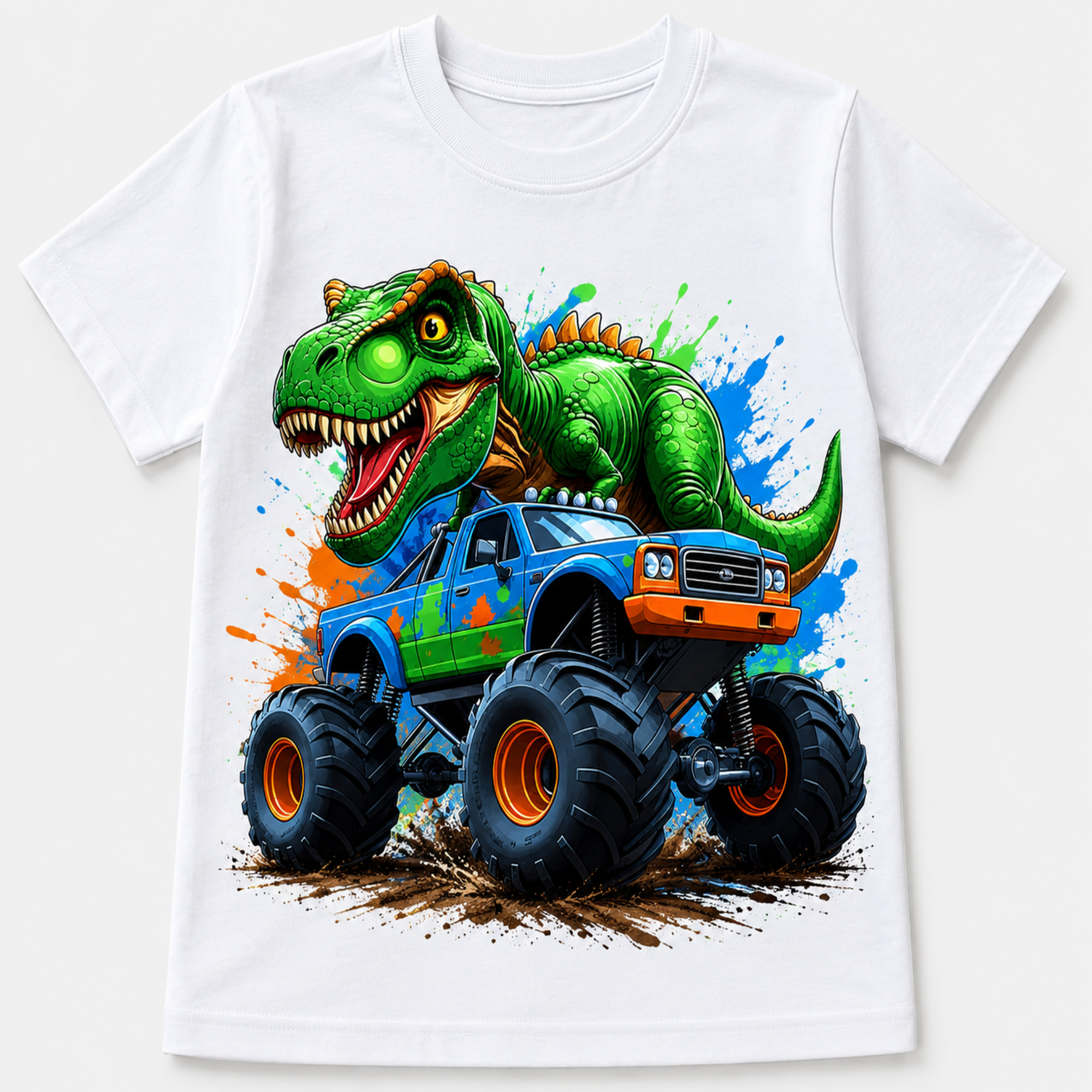 Dinosaur Monster Truck Kids T-shirt