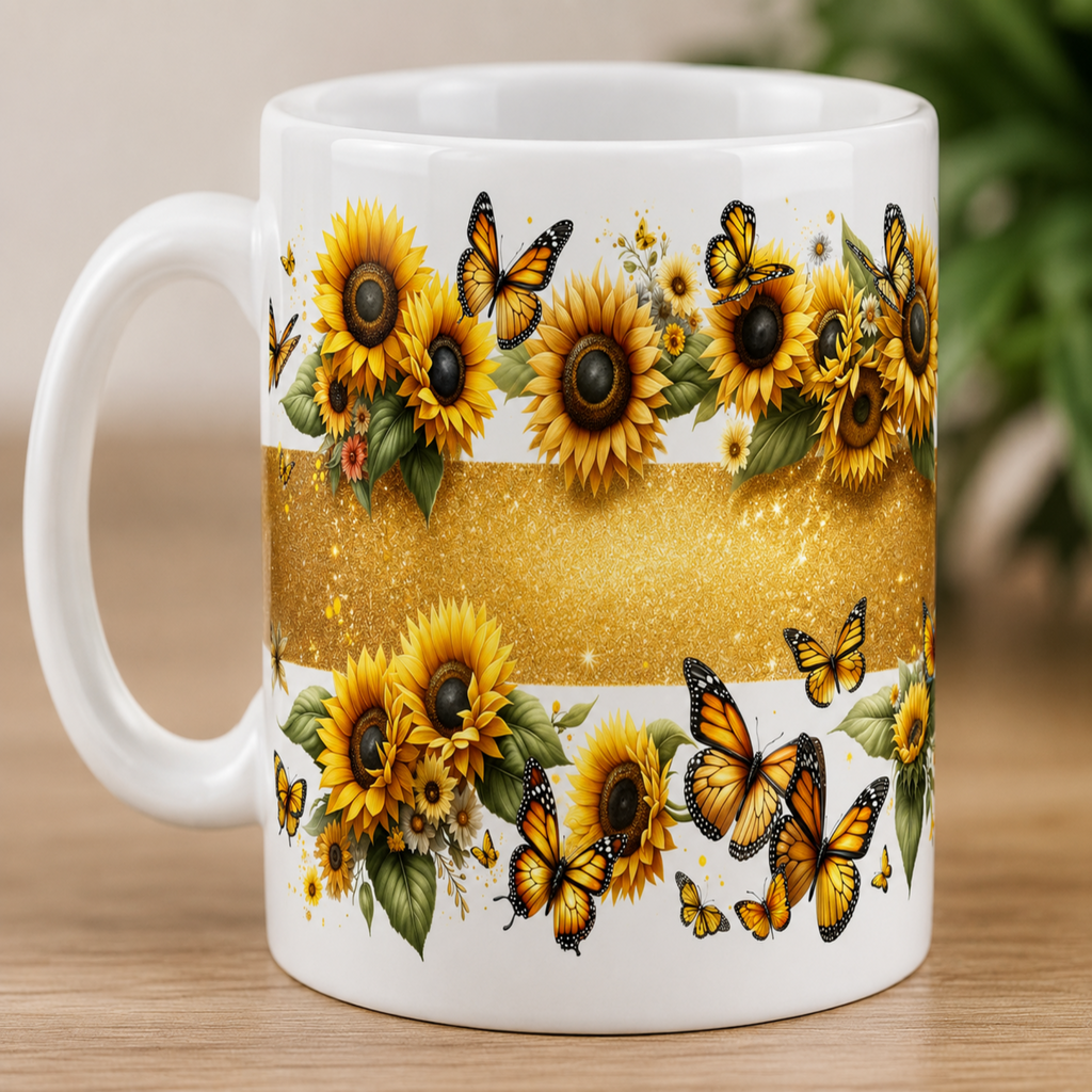 Sunflower & Butterfly Ceramic Mug