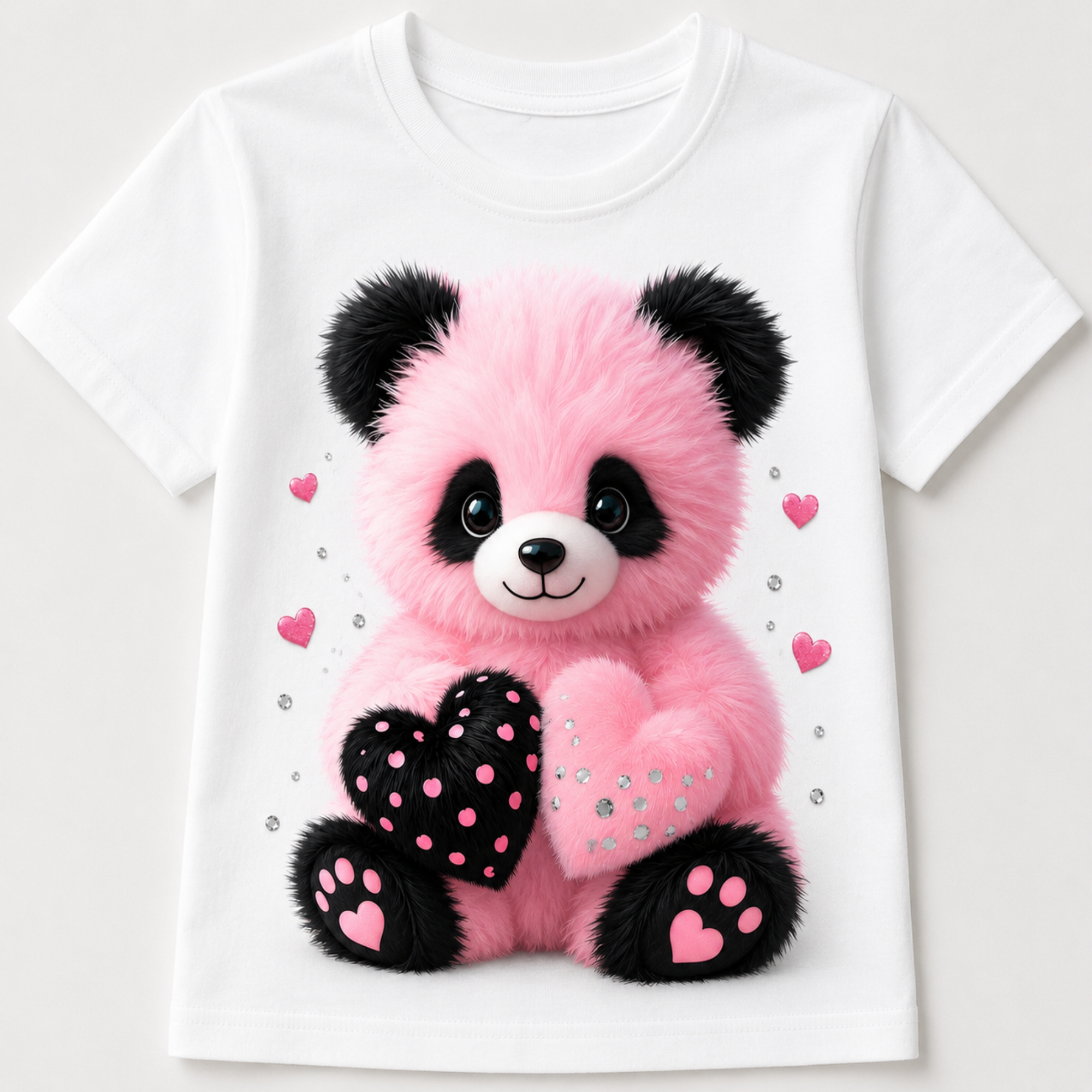Pink Panda Hearts Kids T-shirt