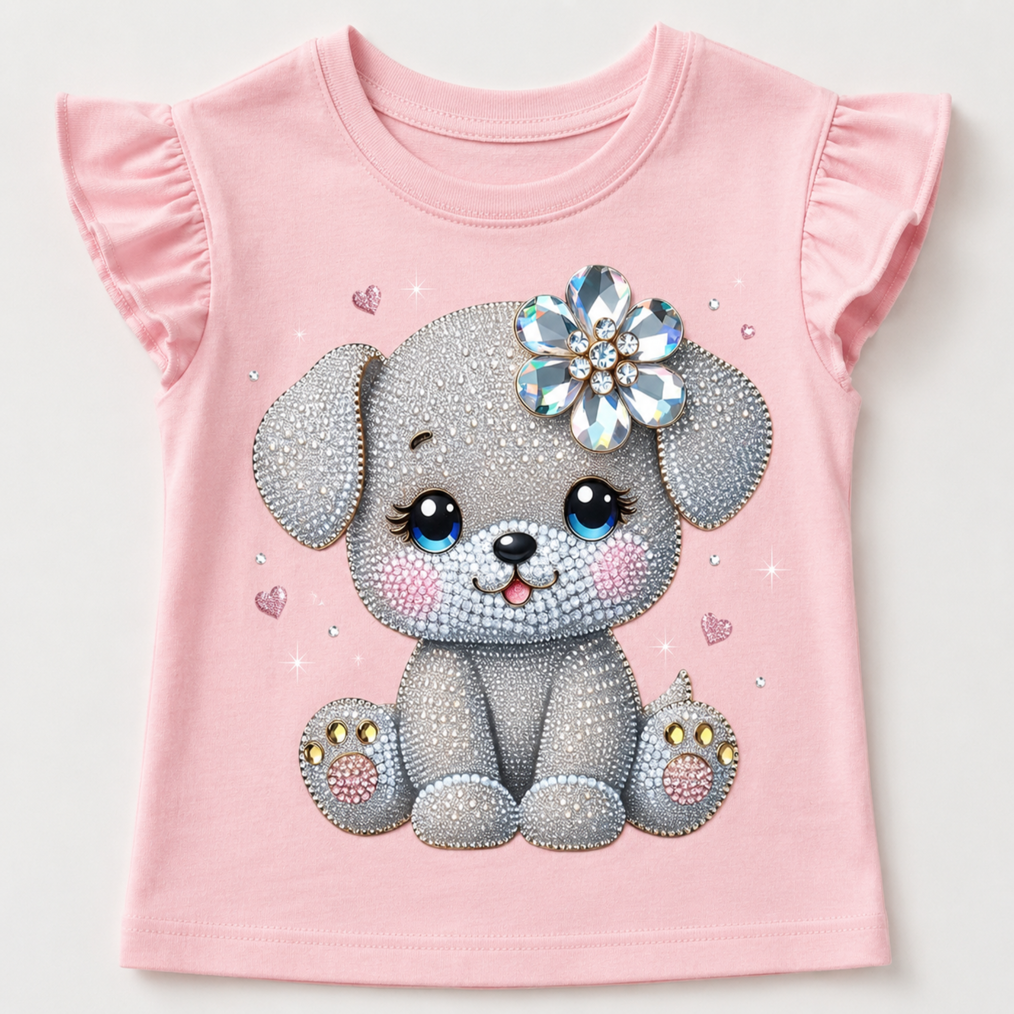 Sparkling Puppy Girls Kids T-shirt