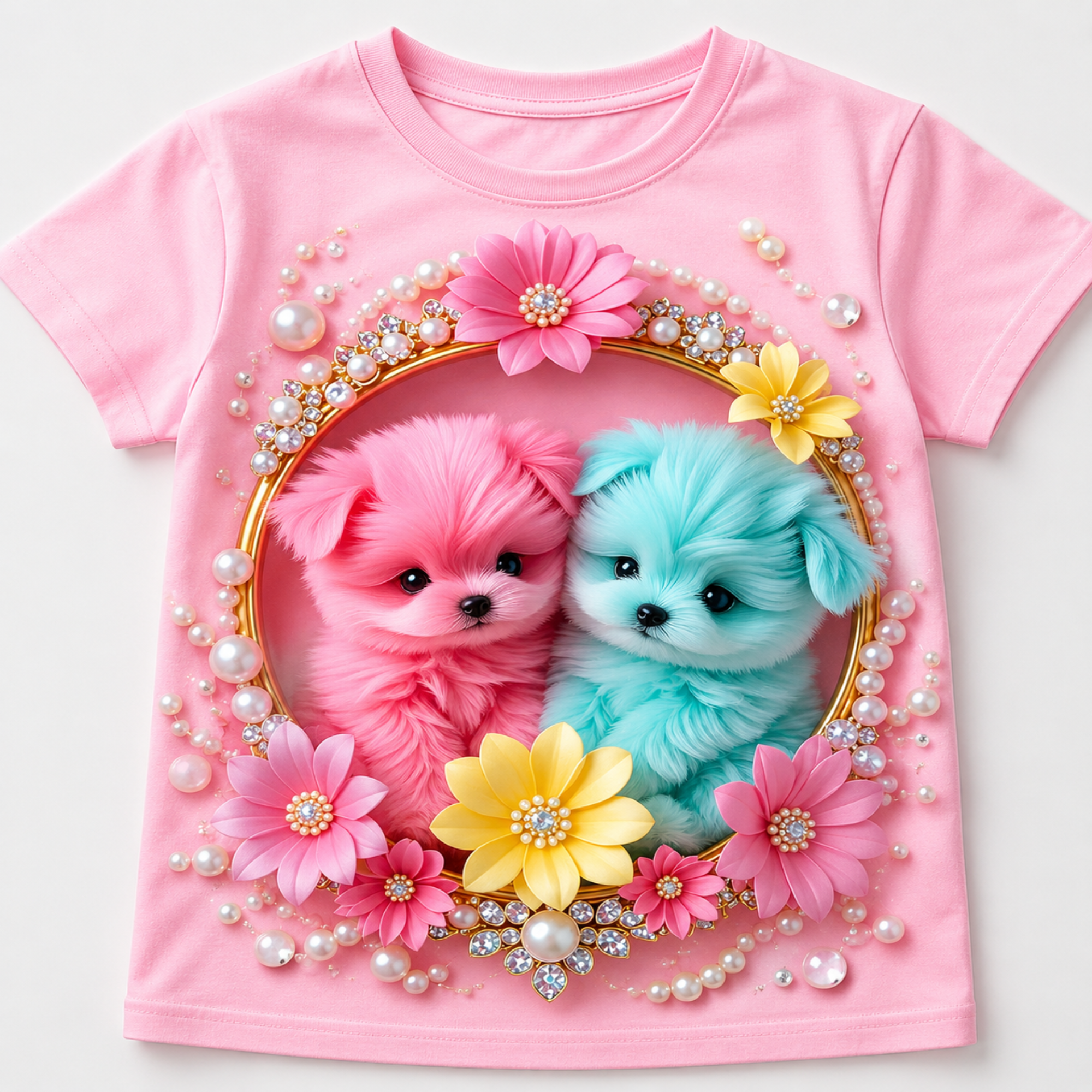 Pastel Puppy Friends Kids T-shirt