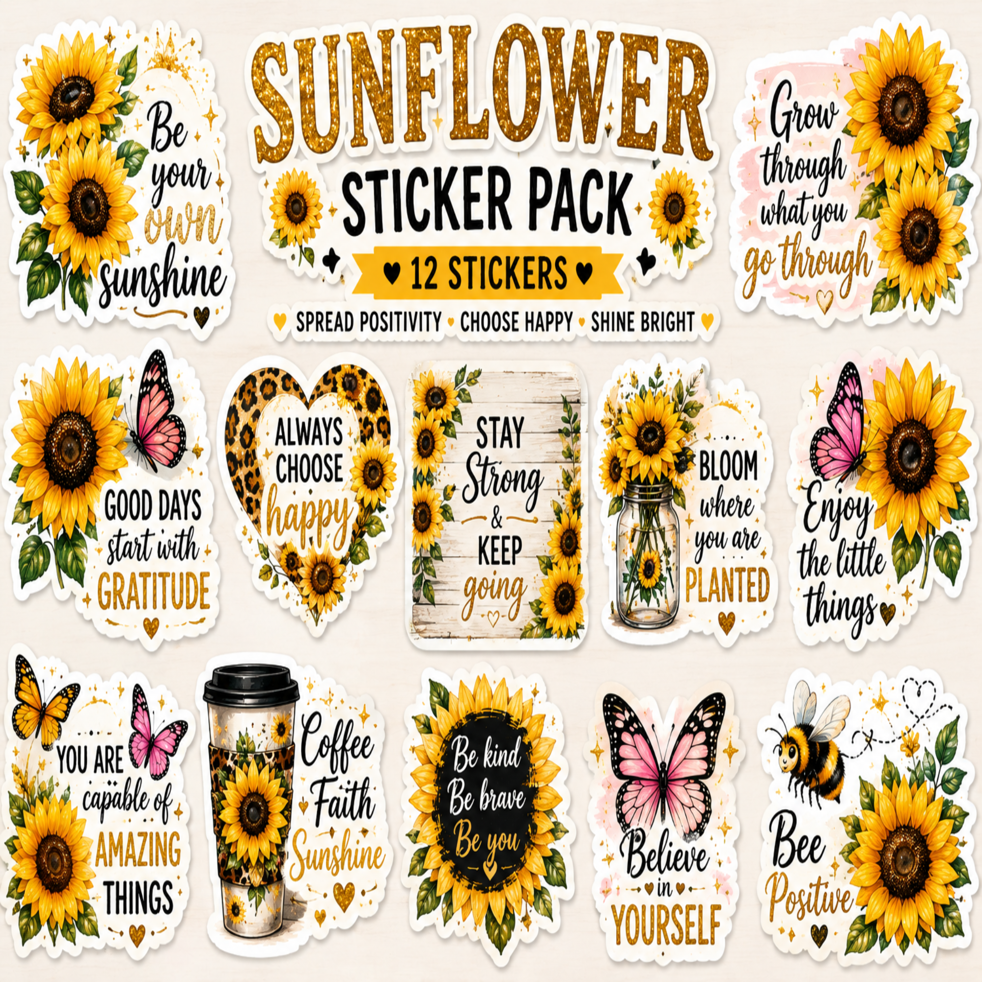 Sunflower Collection Vinyl Stickers